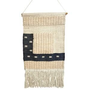 Boho wall tapestry cream gold navy blue